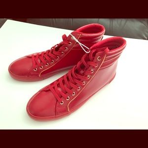 Men’s high top red leather sneaker 13 new